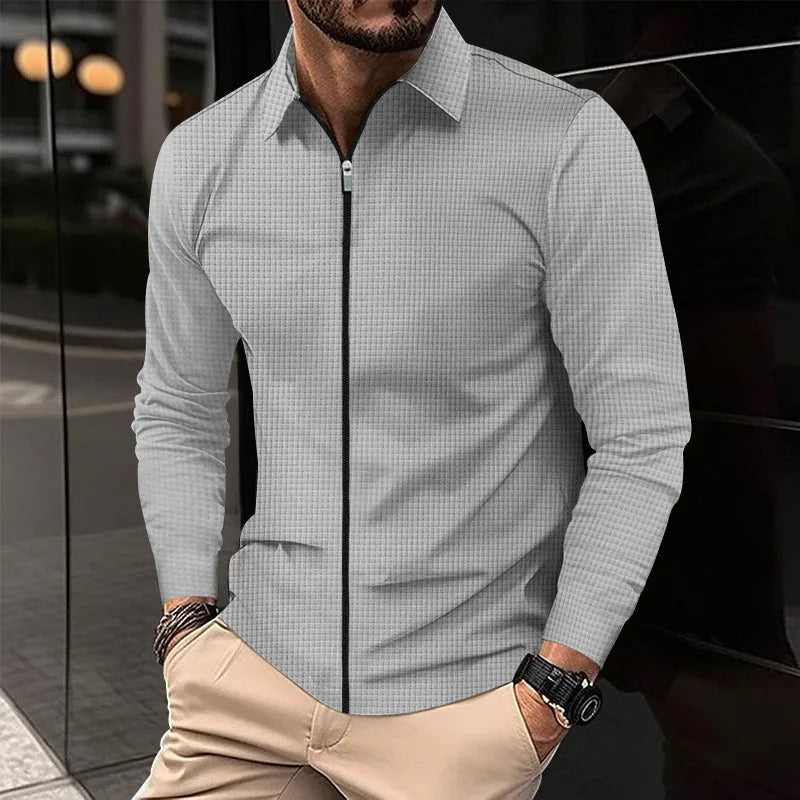 Rhett | Waffle Knit Zip Shirt
