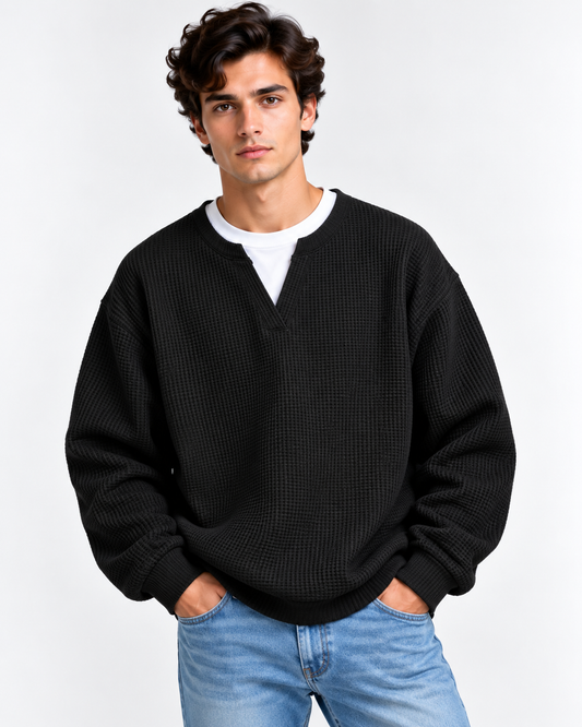 Trent | V-Neck Knit Hoodie