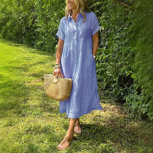 Lydia | Striped Midi Shirt Dress