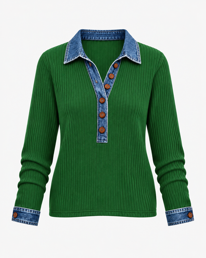 Annie | Denim Collar Sweater