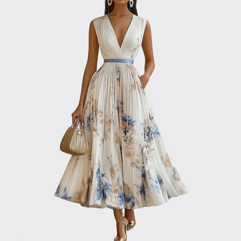 Nora | Pleated Floral Midi Dress
