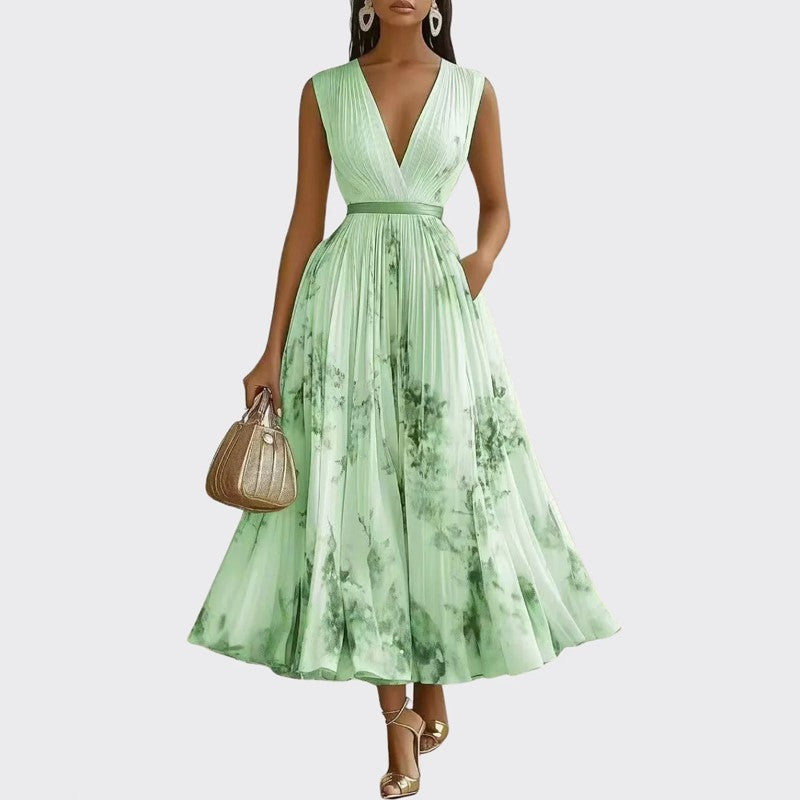 Nora | Pleated Floral Midi Dress