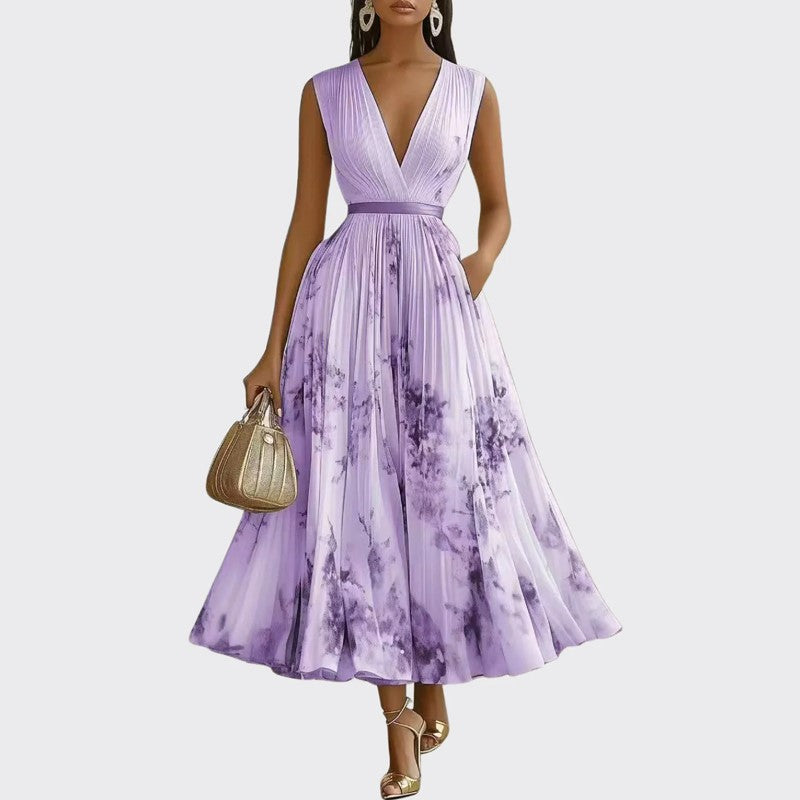 Nora | Pleated Floral Midi Dress