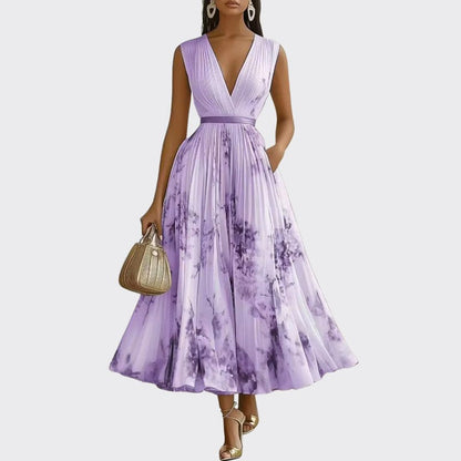 Nora | Pleated Floral Midi Dress