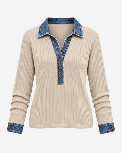 Annie | Denim Collar Sweater