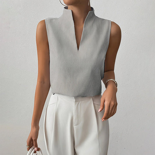 Mallory | Striped Sleeveless Blouse