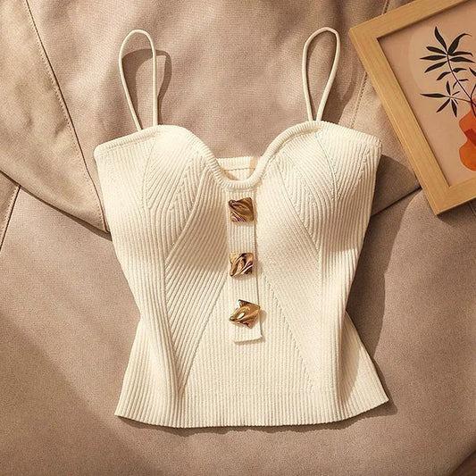 Delia | Knit Crop Top with Straps