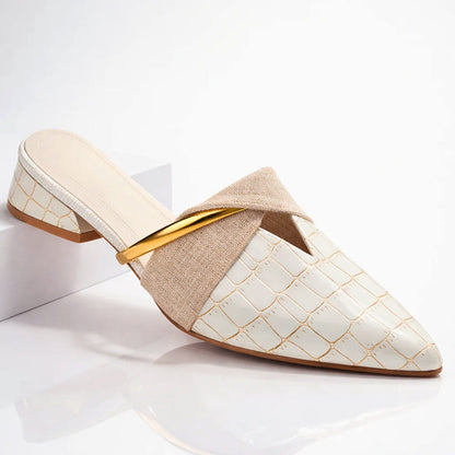 Gemma | Pointed Mules with Gold Bar